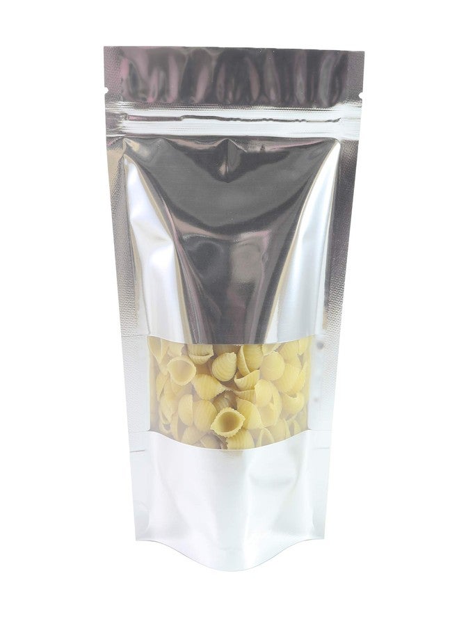 QQ Studio 100 Shiny Colored Aluminum Mylar Foil Clear Window Reclosable QuickQlick™ Stand-Up Bags (4" x 6", Silver) - Image 1
